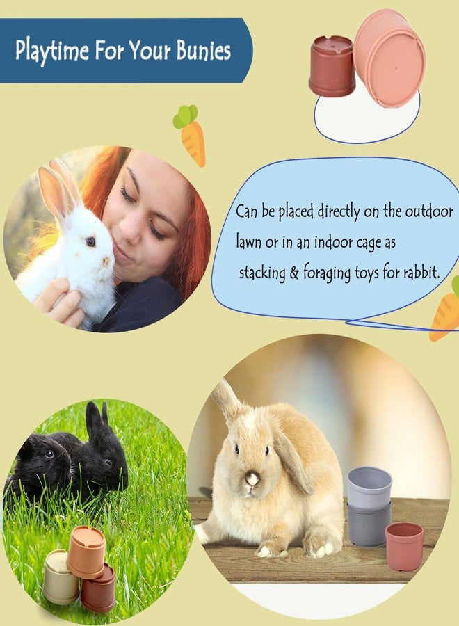 Mooydee 8 Pcs Stacking Cups for Rabbits Guinea Pig Reusable Multi-Colored Bunny Toy Rabbit Toys of Different Sizes, Safe Plastic Nesting Toys for Bunny Small Animals Hiding Food and Playing - Image 3